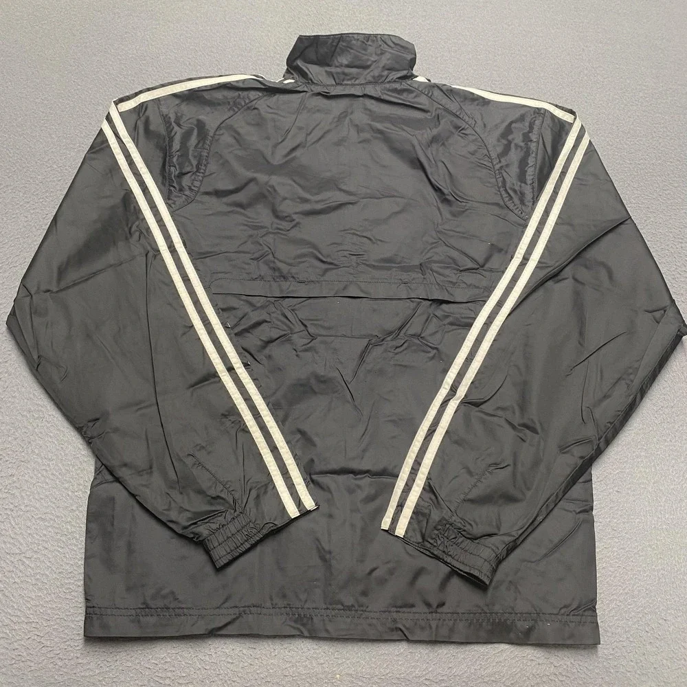 Adidas Jacket Mens Small Black Full Zip Windbreaker Three‎ Stripes Track 2000s